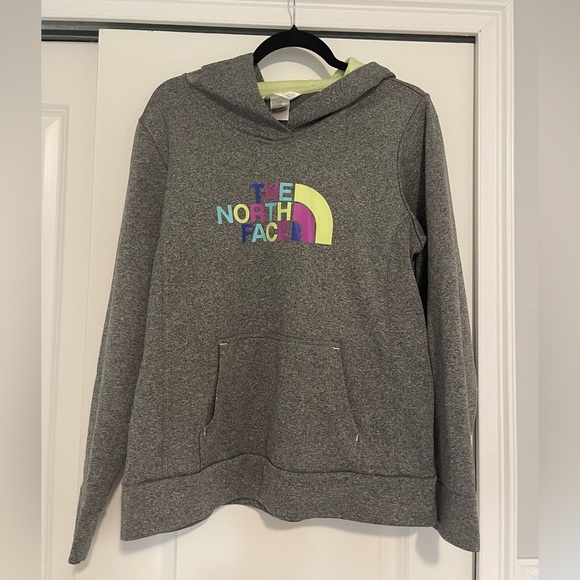 The North Face Tops - North‎ Face Grey and Neon Green Hoodie. Size L